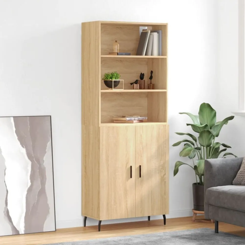 Armoires & Meubles De Rangement-vidaXL Buffet haut Chêne sonoma 69,5x34x180 cm Bois d'ingénierie Chêne sonoma