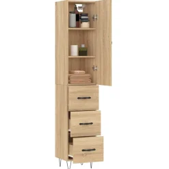 vidaXL Buffet haut Chêne sonoma 34,5x34x180 cm Bois d'ingénierie