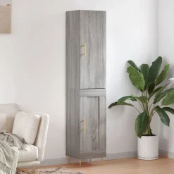 Armoires & Meubles De Rangement-vidaXL Buffet haut 34,5x34x180 cm Bois d'ingénierie Sonoma gris