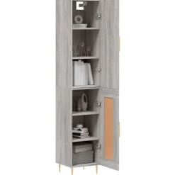 Armoires & Meubles De Rangement-vidaXL Buffet haut 34,5x34x180 cm Bois d'ingénierie Sonoma gris