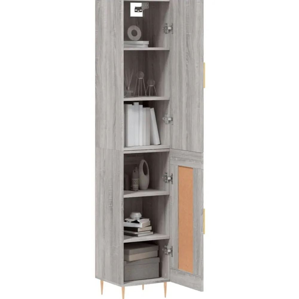 Armoires & Meubles De Rangement-vidaXL Buffet haut 34,5x34x180 cm Bois d'ingénierie Sonoma gris