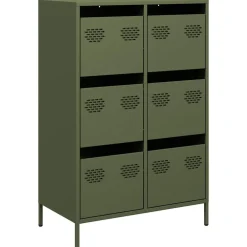 Armoires & Meubles De Rangement-vidaXL Buffet haut olive 68x39x101,5 cm acier Vert