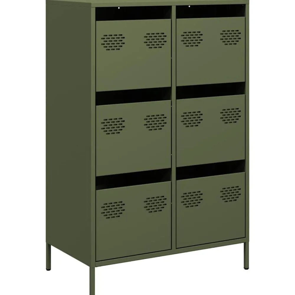 Armoires & Meubles De Rangement-vidaXL Buffet haut olive 68x39x101,5 cm acier Vert