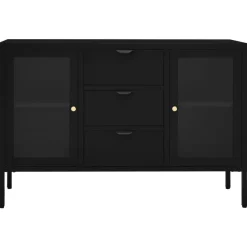 Armoires & Meubles De Rangement-vidaXL Buffet 105x35x70 cm Acier et verre trempé Noir