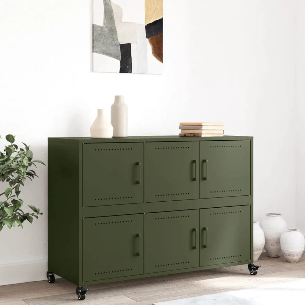 vidaXL Buffet olive 100,5x39x72 cm acier
