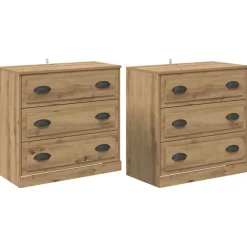 vidaXL Buffets avec tiroir 2 pcs Chêne artisanal 70 x 35,5 x 67,5 cm