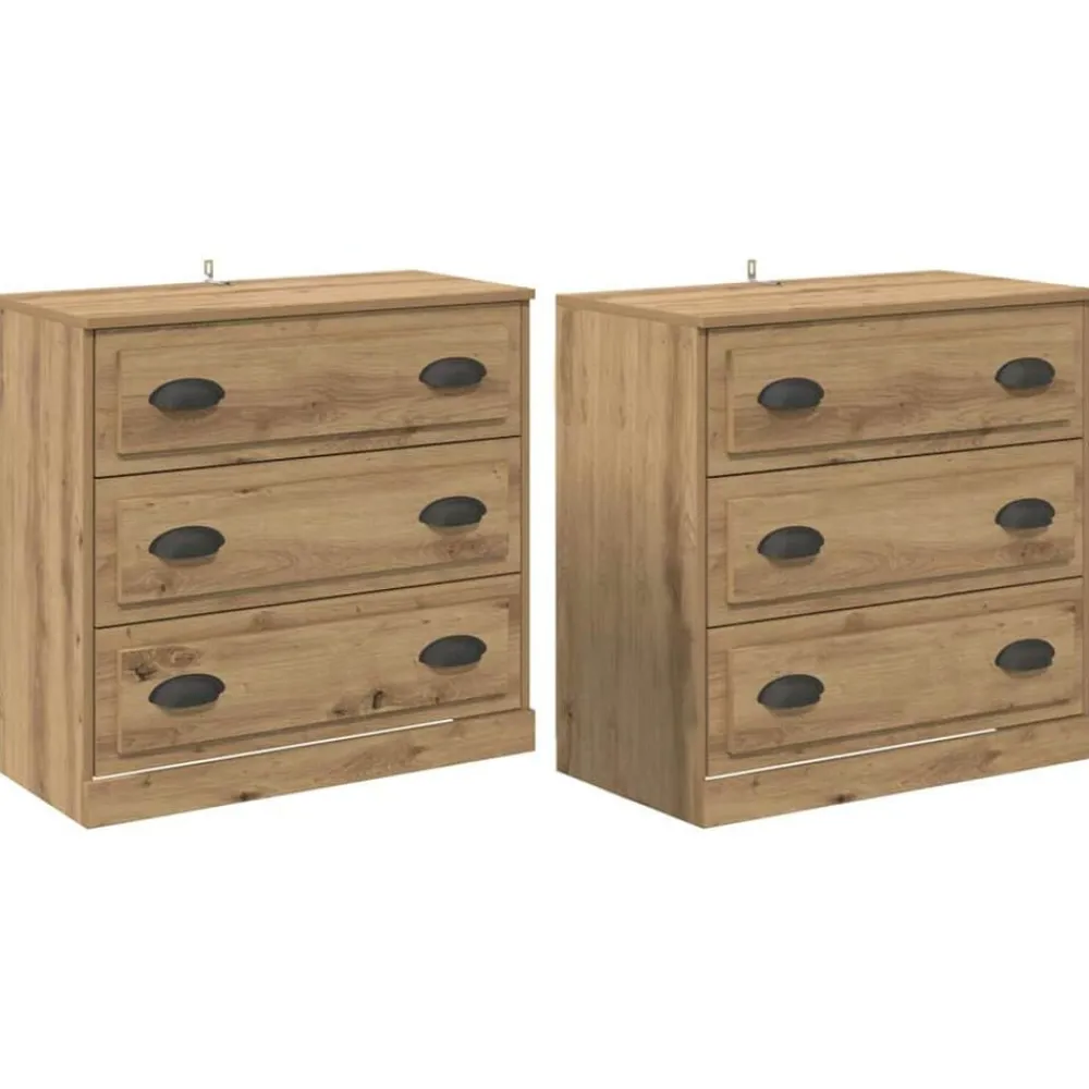 vidaXL Buffets avec tiroir 2 pcs Chêne artisanal 70 x 35,5 x 67,5 cm