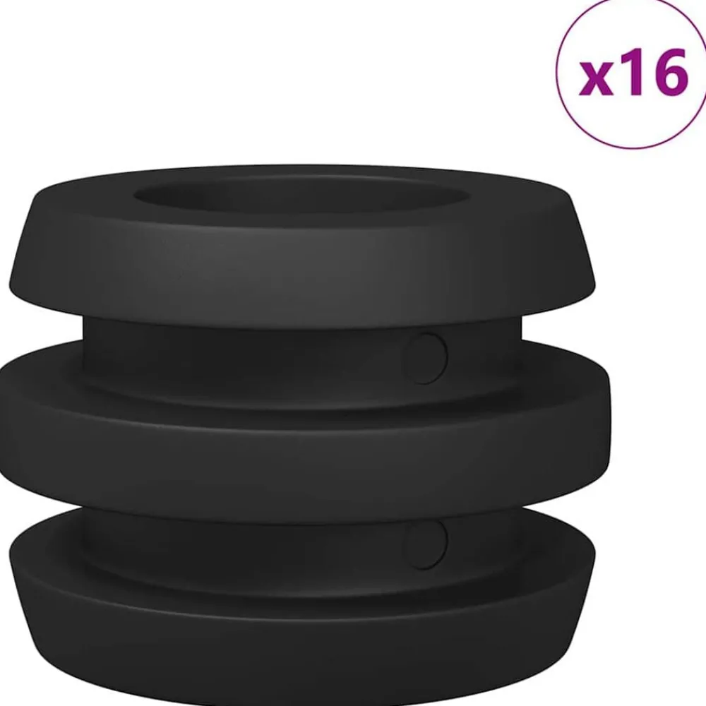 vidaXL Bumpers de table de baby-foot 16 pcs Noir 3 x 3 x 2 cm TPE