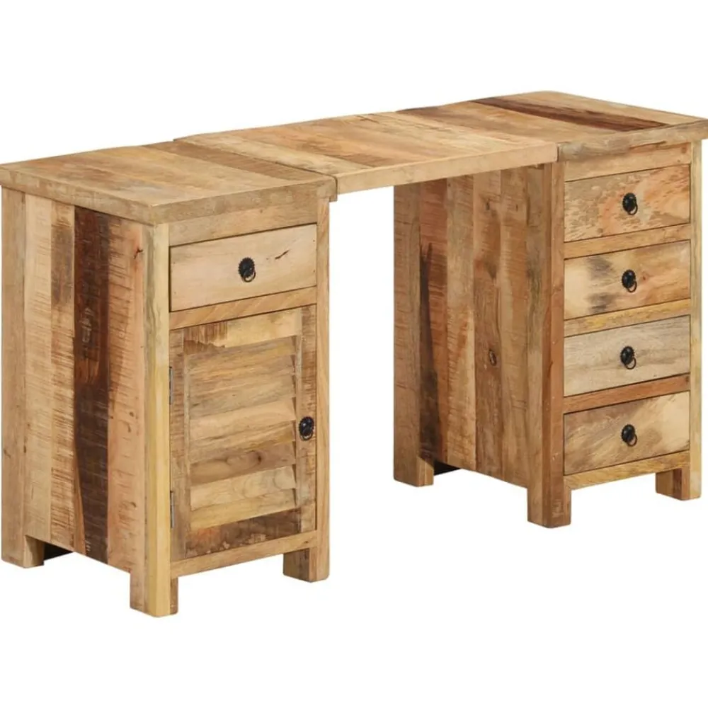 Meubles De Bureau-vidaXL Bureau à caissons Bois de manguier massif 140x50x77 cm