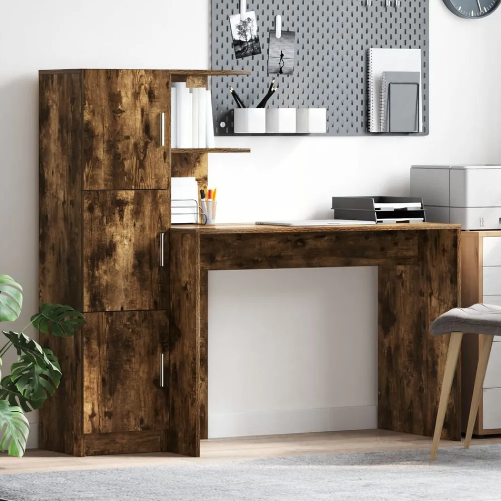 Meubles De Bureau-vidaXL Bureau 2 pcs Chêne fumé Chêne fumé