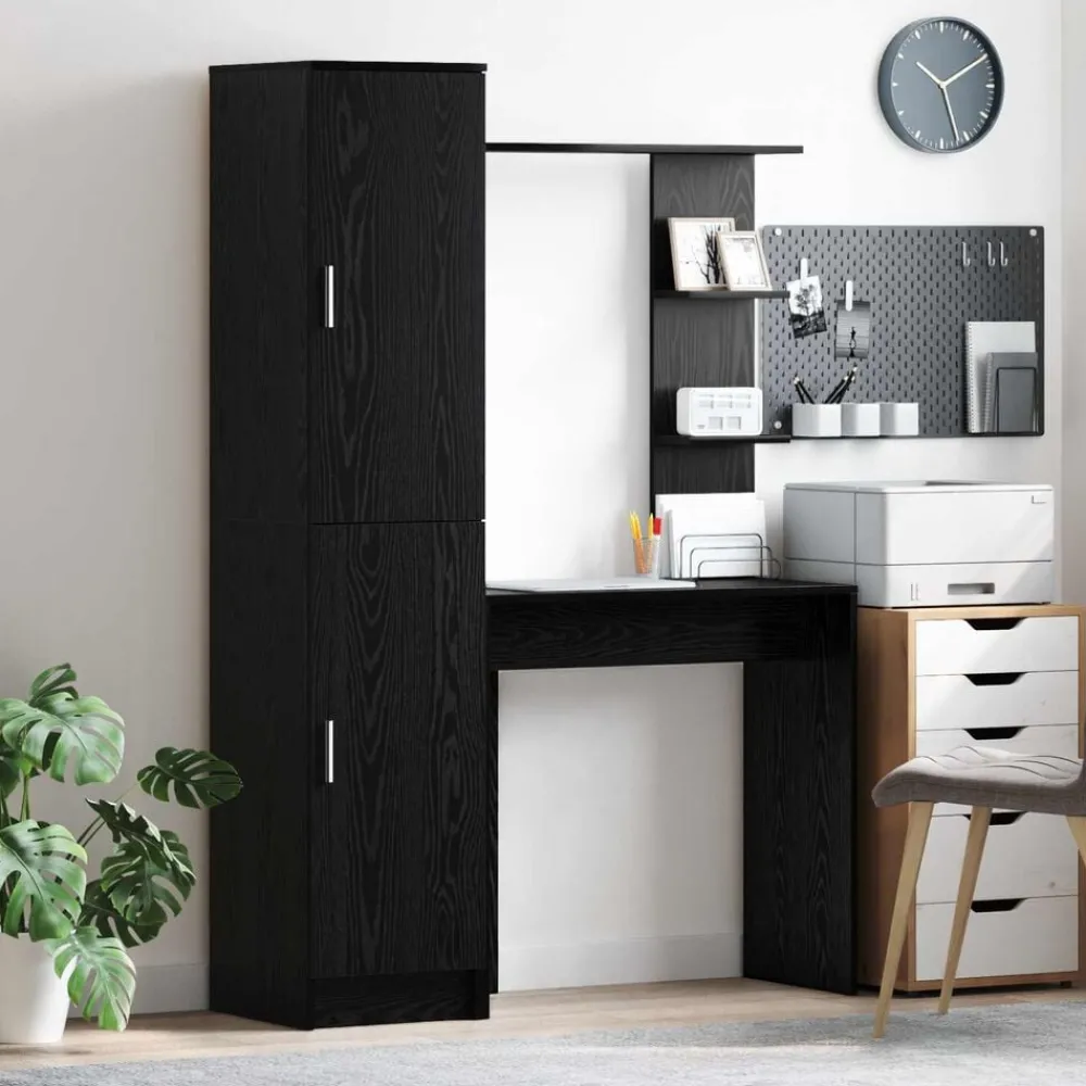 Meubles De Bureau-vidaXL Bureau 2 pcs Chêne noir Chêne noir
