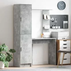 Meubles De Bureau-vidaXL Bureau 2 pcs Gris béton