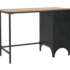 Meubles De Bureau-vidaXL Bureau à piédestal unique Bois de sapin et acier 100x50x76 cm