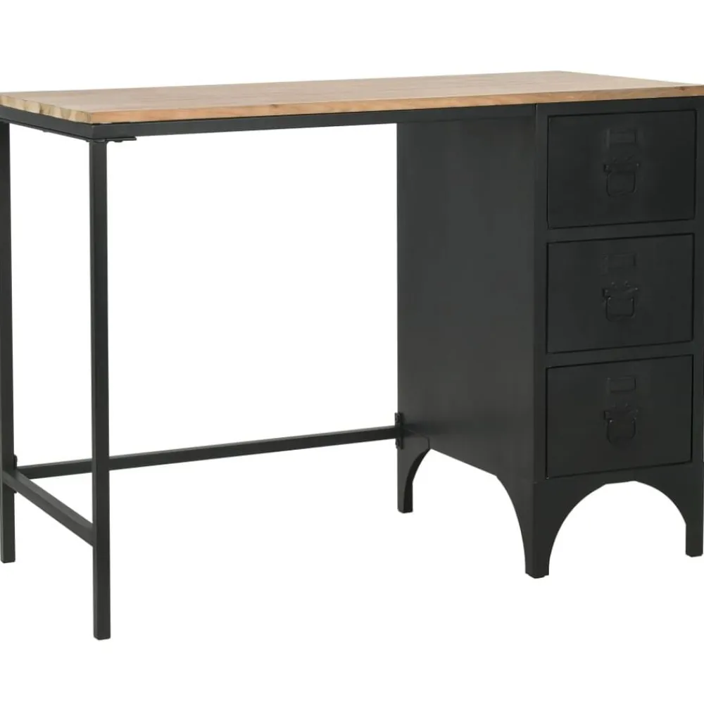 Meubles De Bureau-vidaXL Bureau à piédestal unique Bois de sapin et acier 100x50x76 cm