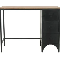 Meubles De Bureau-vidaXL Bureau à piédestal unique Bois de sapin et acier 100x50x76 cm