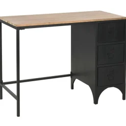 Meubles De Bureau-vidaXL Bureau à piédestal unique Bois de sapin et acier 100x50x76 cm
