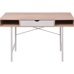 Meubles De Bureau-vidaXL Bureau avec 1 compartiment Chêne et blanc