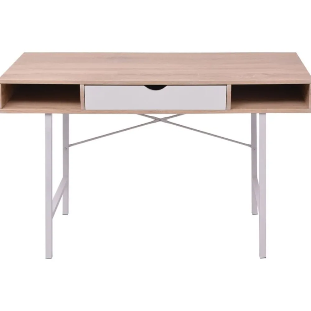 Meubles De Bureau-vidaXL Bureau avec 1 compartiment Chêne et blanc