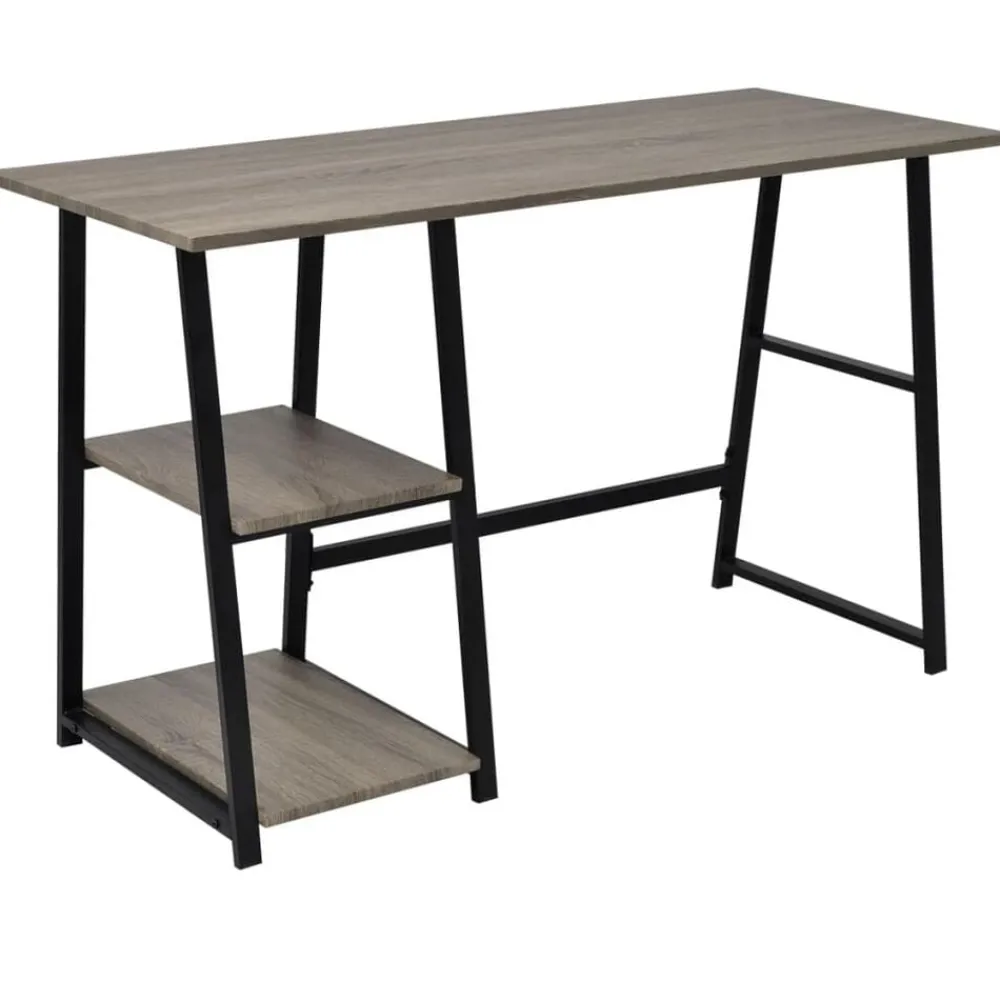 Meubles De Bureau-vidaXL Bureau avec 2 étagères Gris et chêne