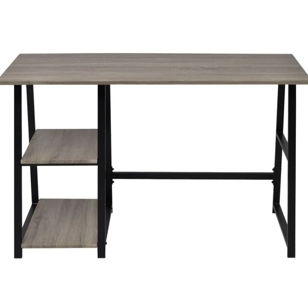 Meubles De Bureau-vidaXL Bureau avec 2 étagères Gris et chêne