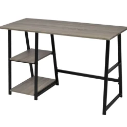Meubles De Bureau-vidaXL Bureau avec 2 étagères Gris et chêne