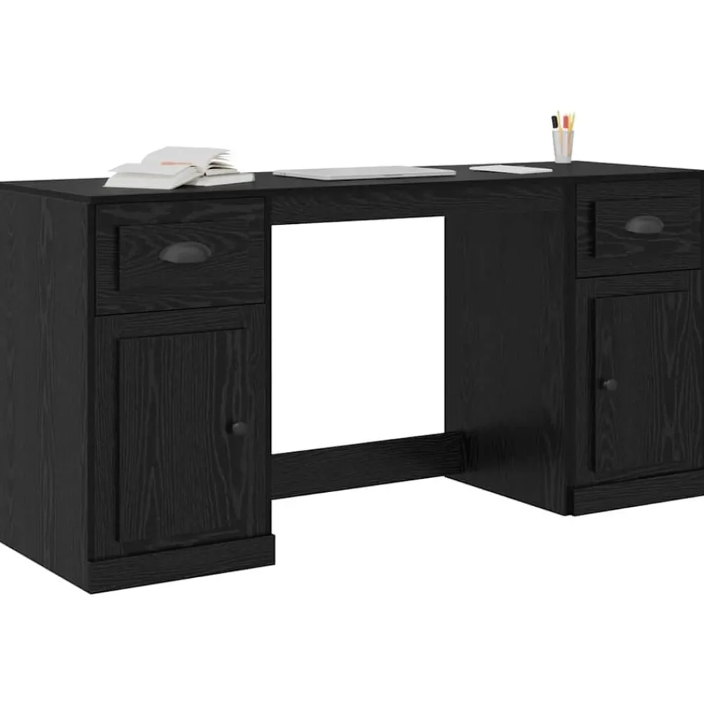 vidaXL Bureau avec armoire avec tiroir Chêne noir 154,5 x 50 x 75 cm