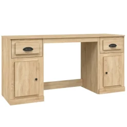 Meubles De Bureau-vidaXL Bureau avec armoire chêne sonoma bois d'ingénierie Ch&ecirc;ne sonoma