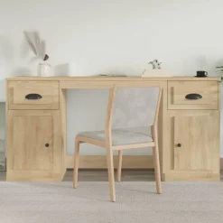 Meubles De Bureau-vidaXL Bureau avec armoire chêne sonoma bois d'ingénierie Ch&ecirc;ne sonoma