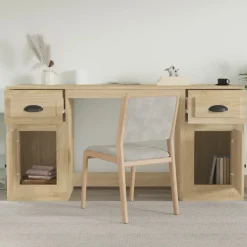 Meubles De Bureau-vidaXL Bureau avec armoire chêne sonoma bois d'ingénierie Ch&ecirc;ne sonoma