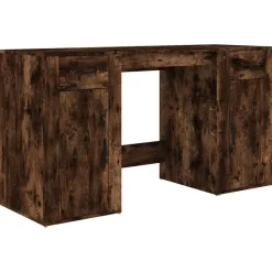 vidaXL Bureau avec armoire chêne fumé bois d'ingénierie