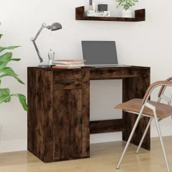 vidaXL Bureau avec armoire chêne fumé bois d'ingénierie