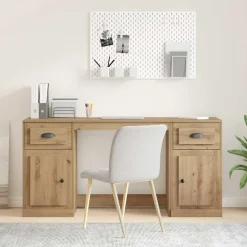 Meubles De Bureau-vidaXL Bureau avec armoire Chêne artisanal 154,5 x 50 x 75 cm ch&ecirc;ne artisanal