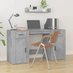 vidaXL Bureau avec armoire bois d'ingénierie