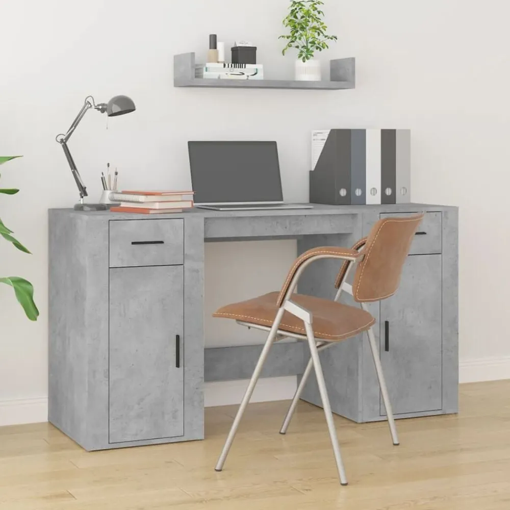 vidaXL Bureau avec armoire bois d'ingénierie