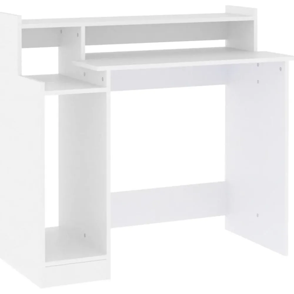 Meubles De Bureau-vidaXL Bureau avec lumières LED 97x45x90 cm Bois d'ingénierie Blanc