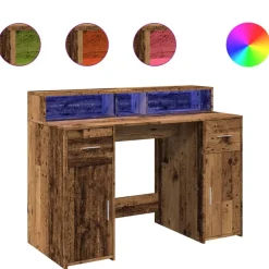 vidaXL Bureau avec lumières LED bois d'ingénierie
