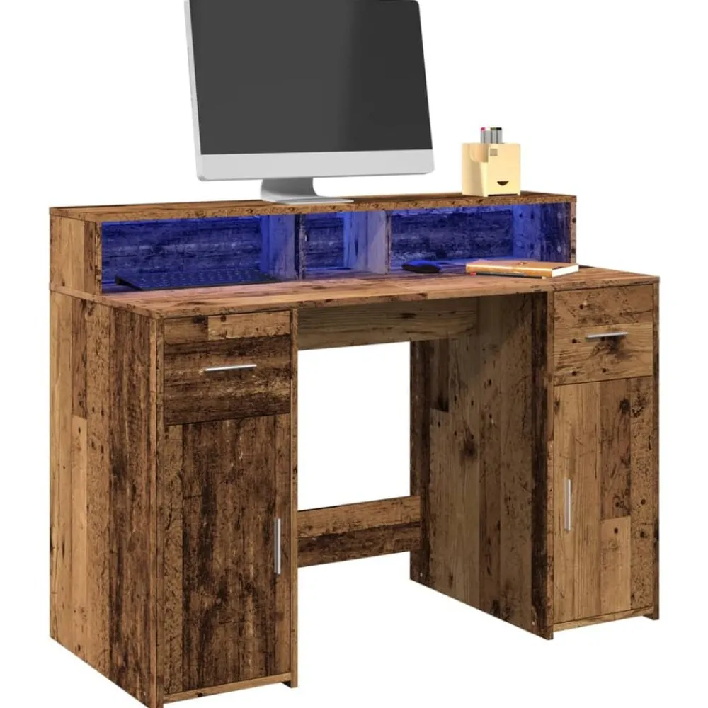 vidaXL Bureau avec lumières LED bois d'ingénierie