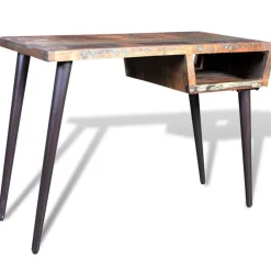 Meubles De Bureau-vidaXL Bureau avec pieds en fer Bois de récupération