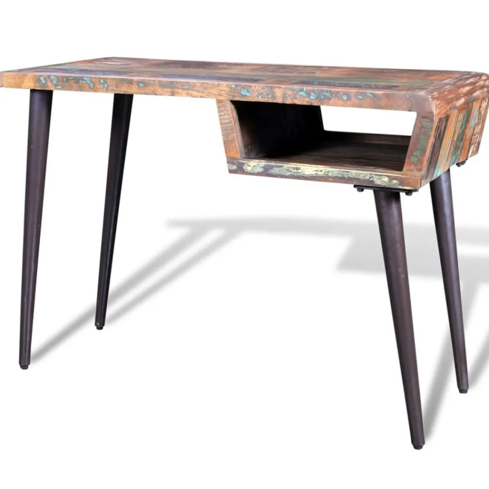 Meubles De Bureau-vidaXL Bureau avec pieds en fer Bois de récupération