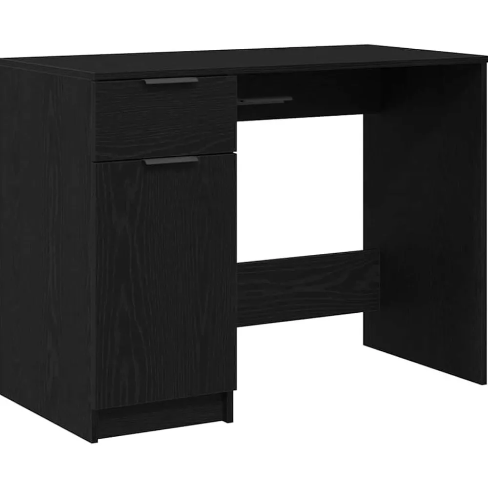 Meubles De Bureau-vidaXL Bureau avec porte Chêne noir 100 x 50 x 75 cm Bois d'ingénierie Chêne noir
