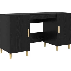 vidaXL Bureau avec porte Chêne noir 140 x 50 x 75 cm Bois d'ingénierie