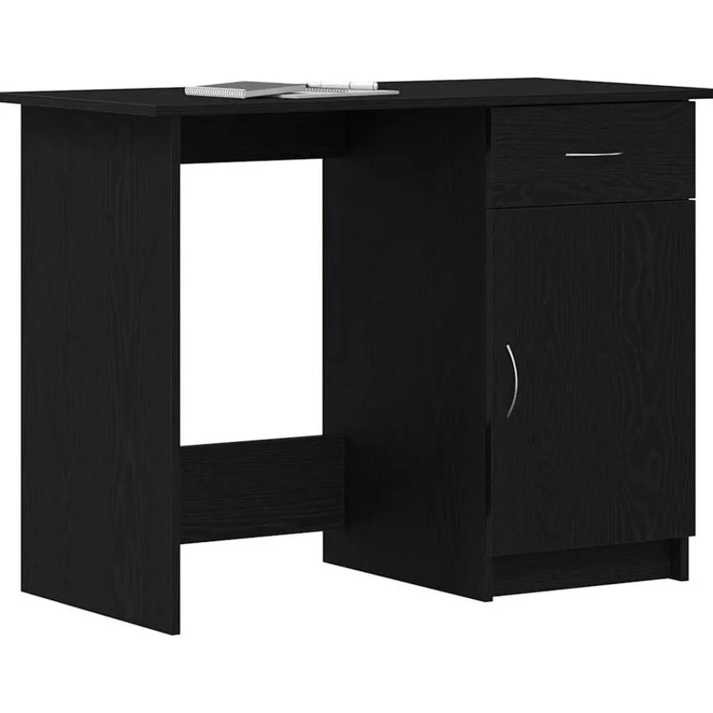 Meubles De Bureau-vidaXL Bureau avec porte Chêne noir 100 x 50 x 76 cm Bois d'ingénierie Chêne noir