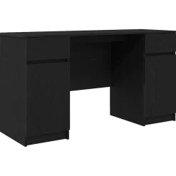 Meubles De Bureau-vidaXL Bureau avec porte Chêne noir 140 x 49 x 76 cm Bois d'ingénierie Ch&ecirc;ne noir
