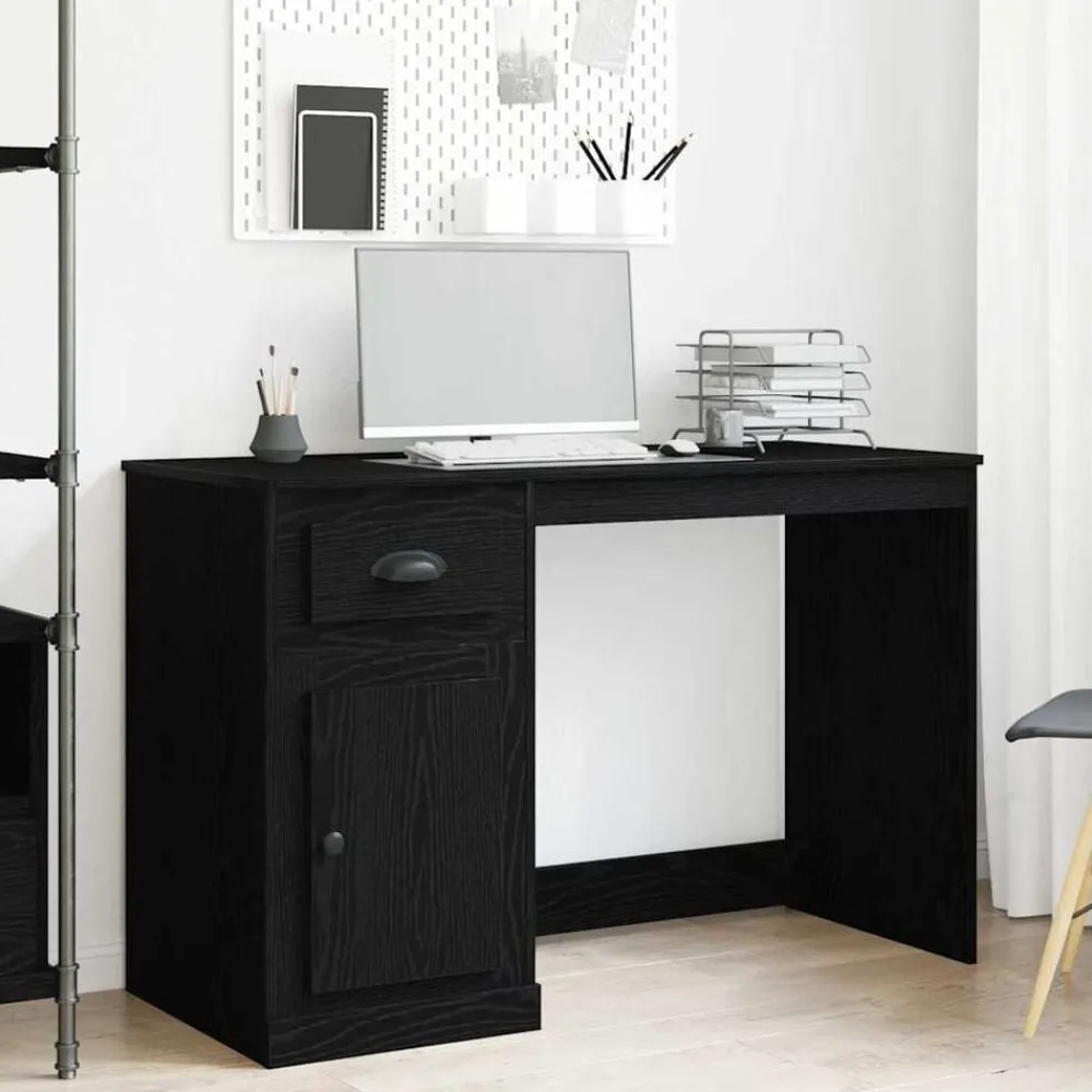 vidaXL Bureau avec porte Chêne noir 50 x 115 x 75 cm Bois d'ingénierie