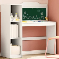 vidaXL Bureau avec rangement ouvert et tableau noir ROROS