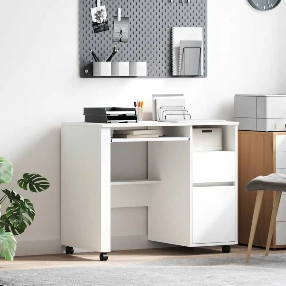 vidaXL Bureau avec roues 91 x 50 x 77 cm Bois d'ingénierie