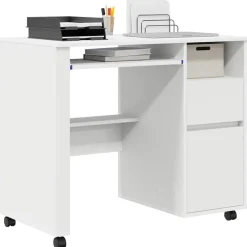 vidaXL Bureau avec roues 91 x 50 x 77 cm Bois d'ingénierie