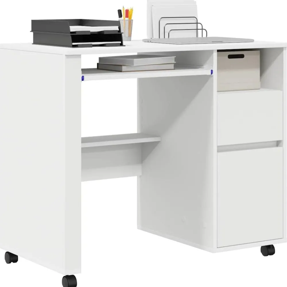 vidaXL Bureau avec roues 91 x 50 x 77 cm Bois d'ingénierie