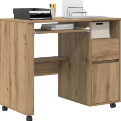 vidaXL Bureau avec roues avec tiroir Chêne artisanal 91 x 50 x 77 cm