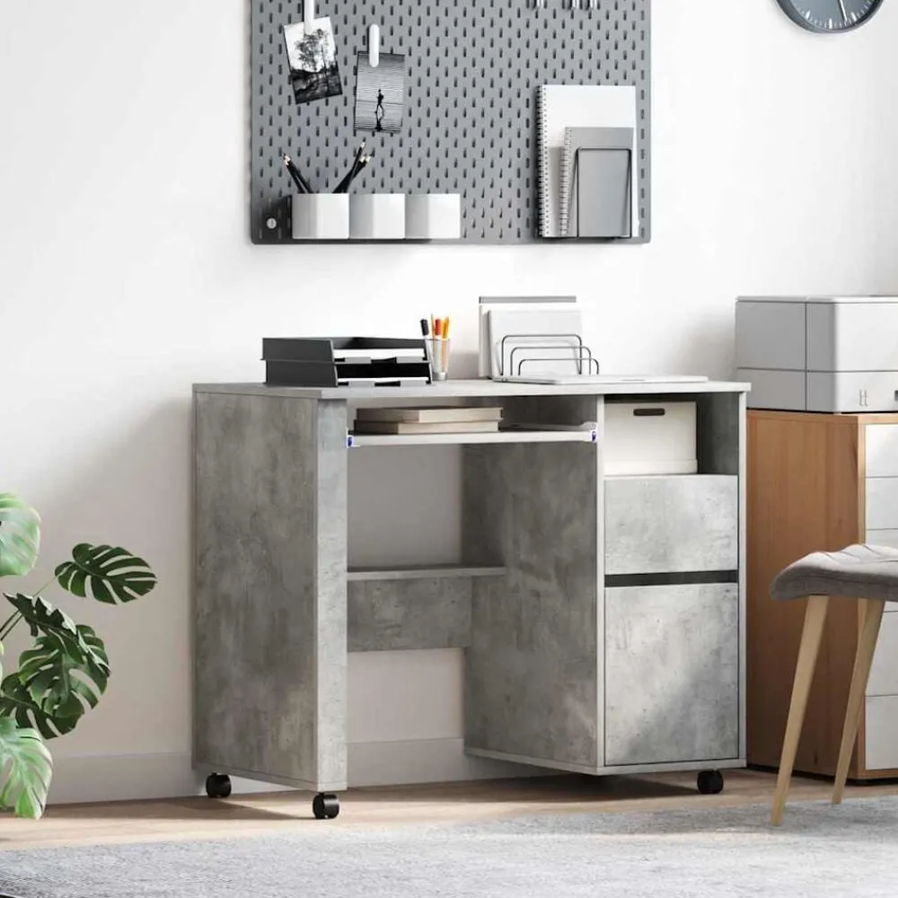 vidaXL Bureau avec roues 91 x 50 x 77 cm Bois d'ingénierie